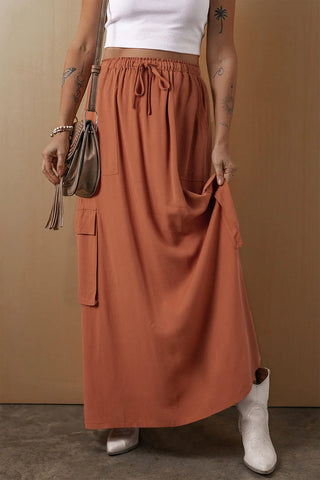 Modern Modest Drawstring Maxi Skirt