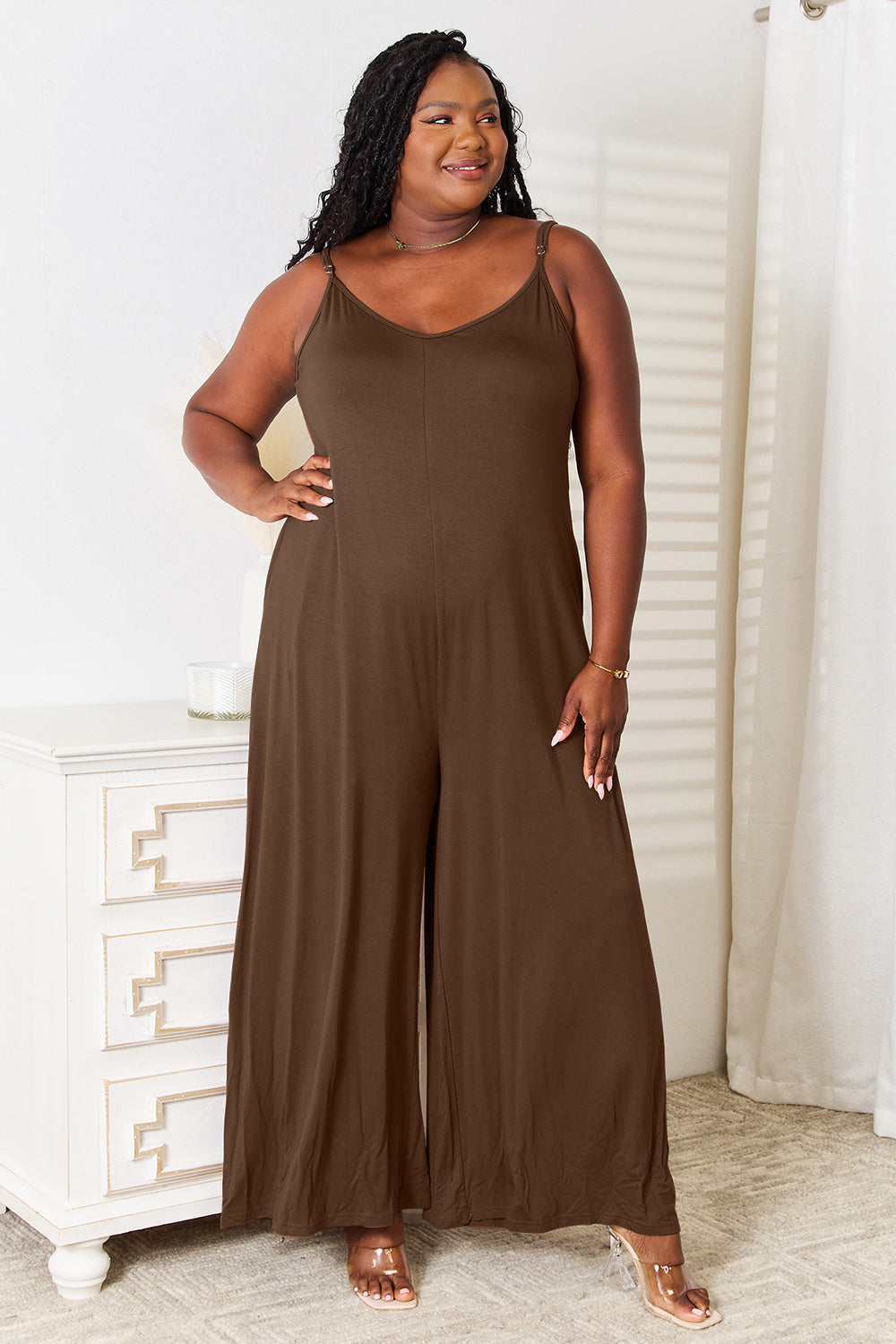 Unapologetic Comfort in Every Step
Chic Modest Full Size Soft Rayon Wide-Leg Jumpsuit