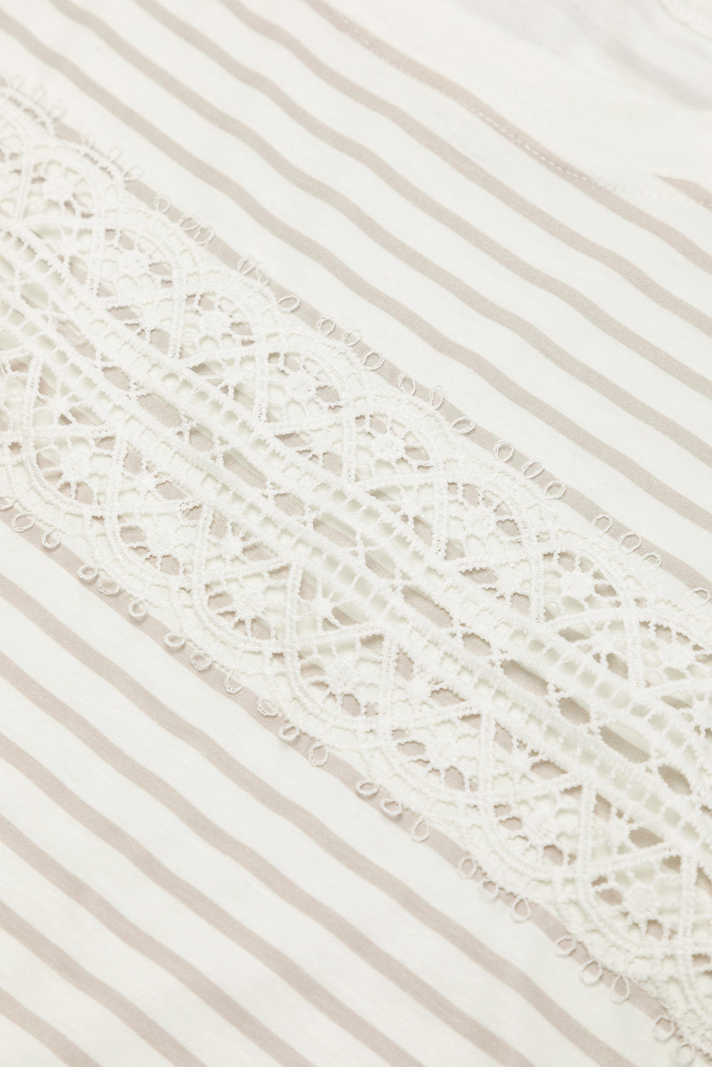 Unapologetic Apricot Striped Lace Splicing Ruffle Sleeve T-shirt