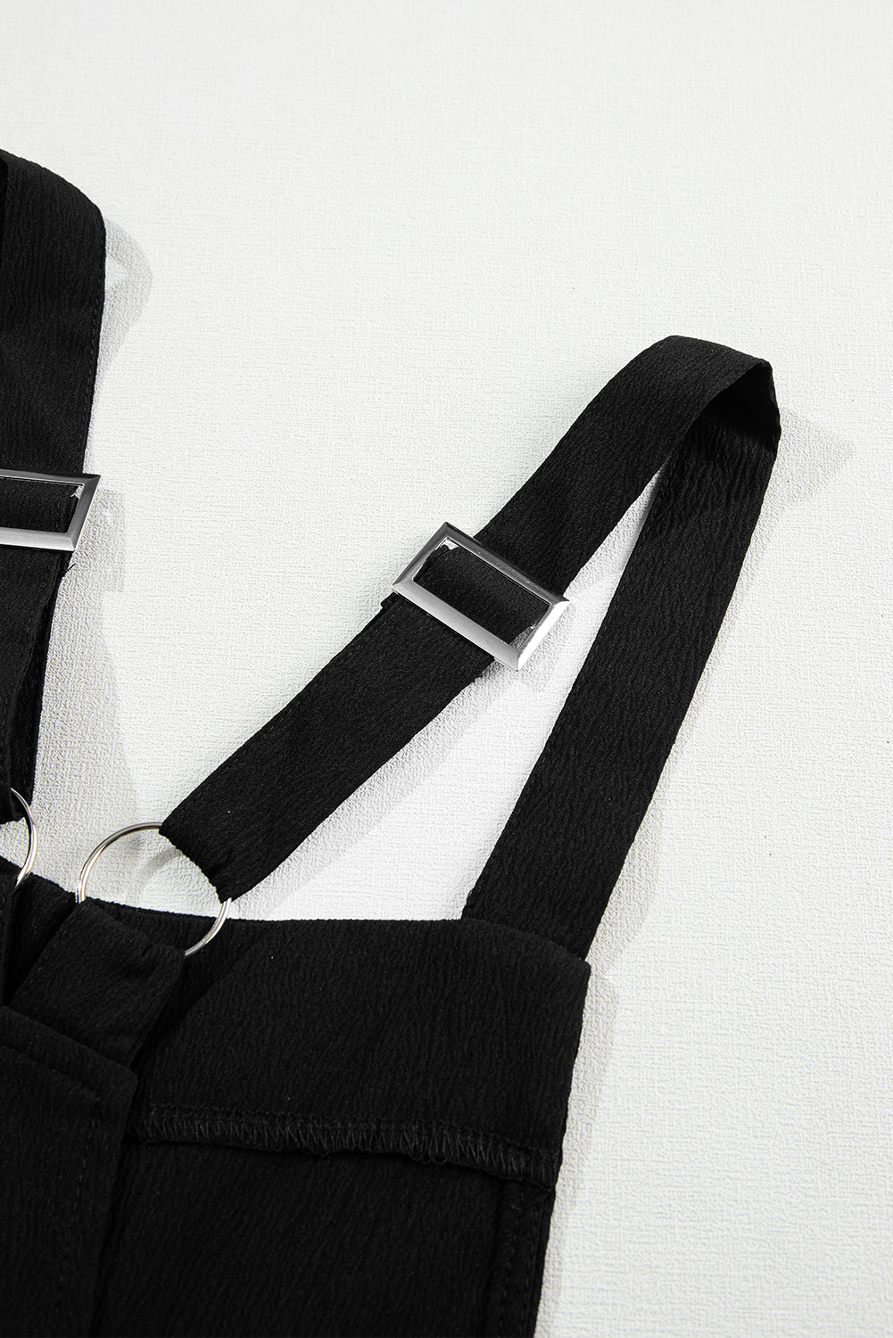 Modern Black Adjustable Buckle Straps Cropped Jumpsuit