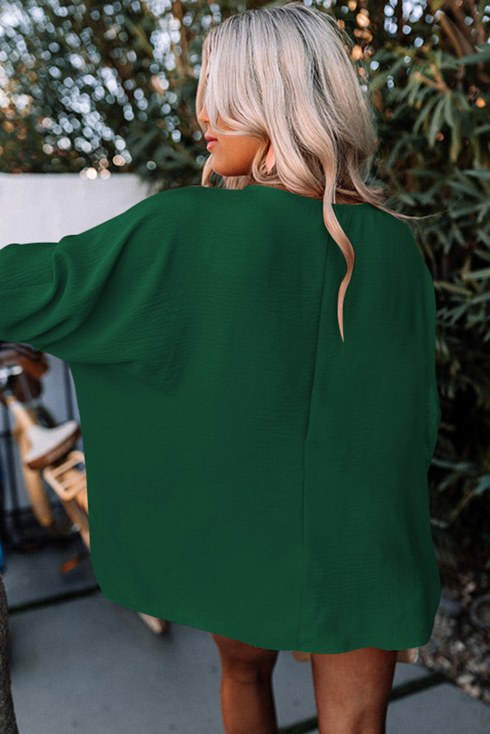 Modest Green Smocked Wrist Shift Top
