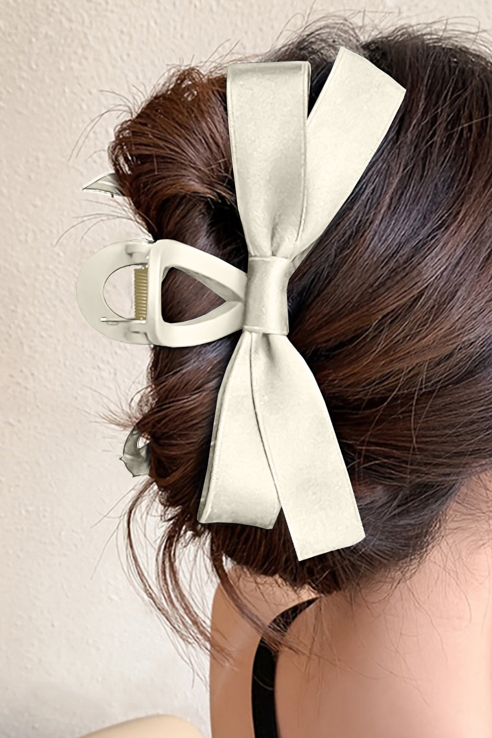 Modern White Bow Decor Large Hair Claw Clip