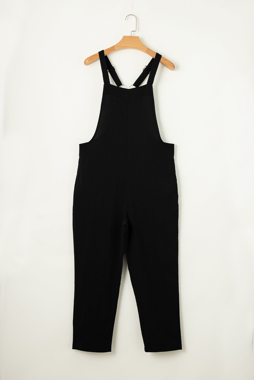 Modern Black Adjustable Buckle Straps Cropped Jumpsuit