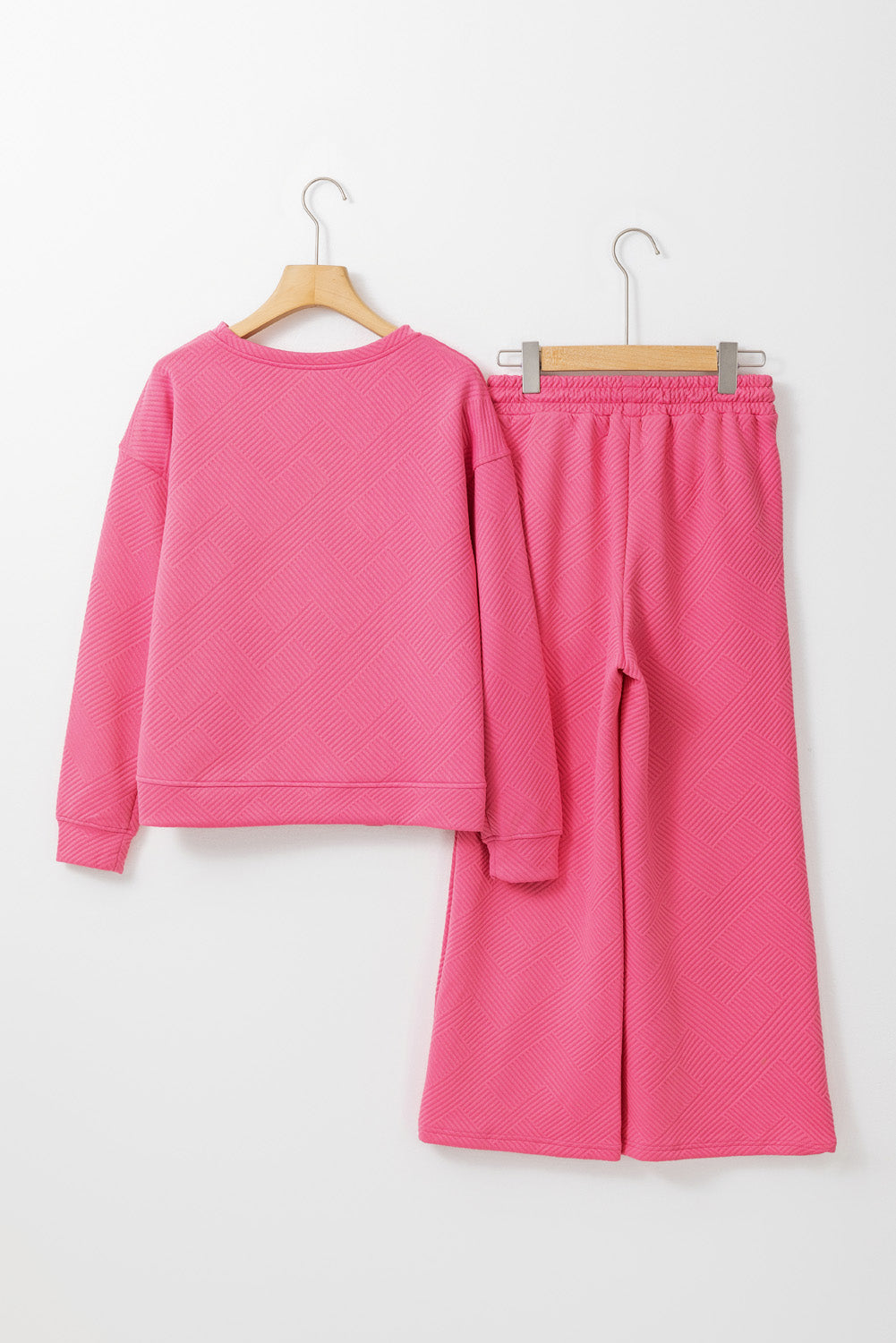 Modern Strawberry Pink Ultra Loose Textured 2-Piece Slouchy Outfit