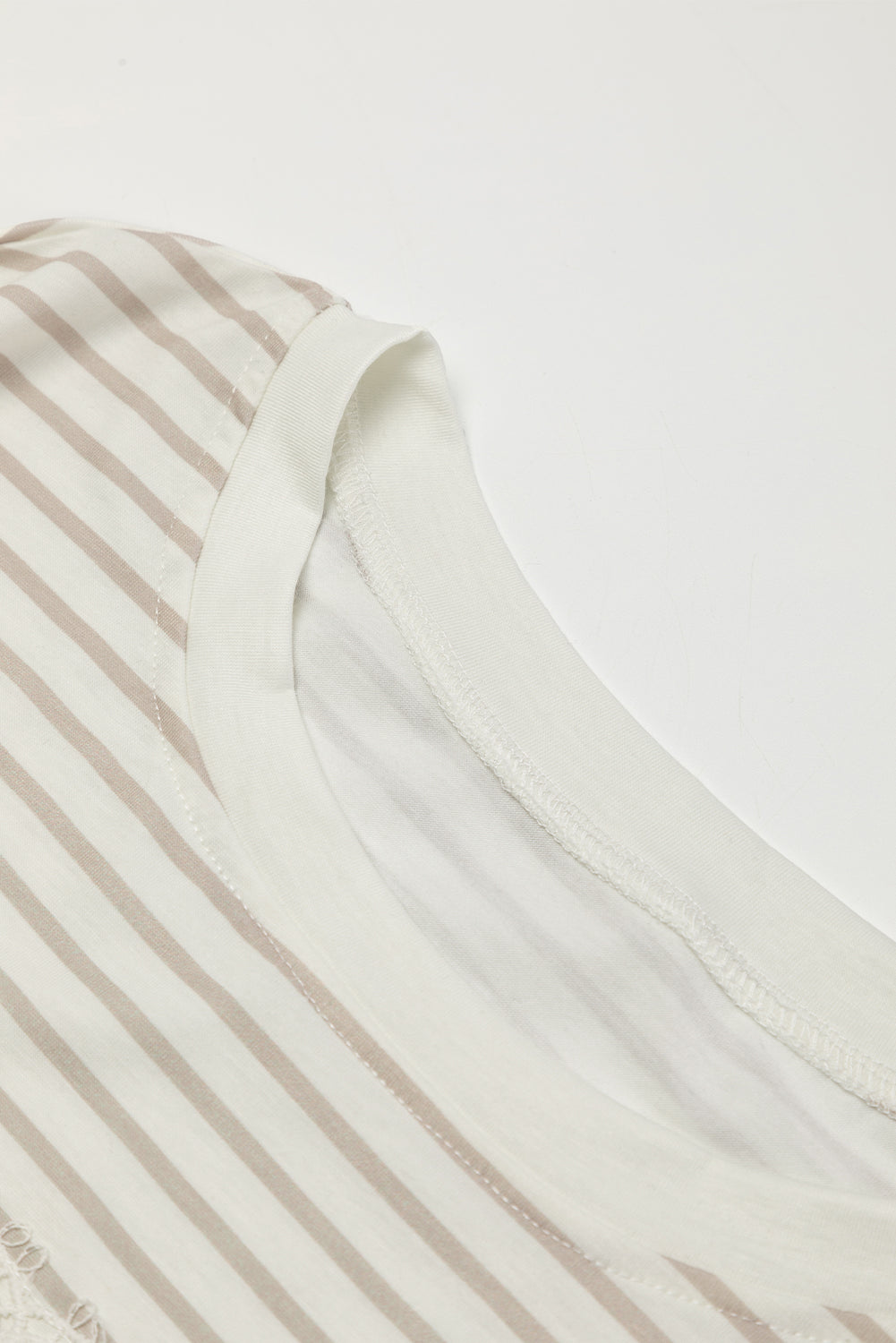 Unapologetic Apricot Striped Lace Splicing Ruffle Sleeve T-shirt