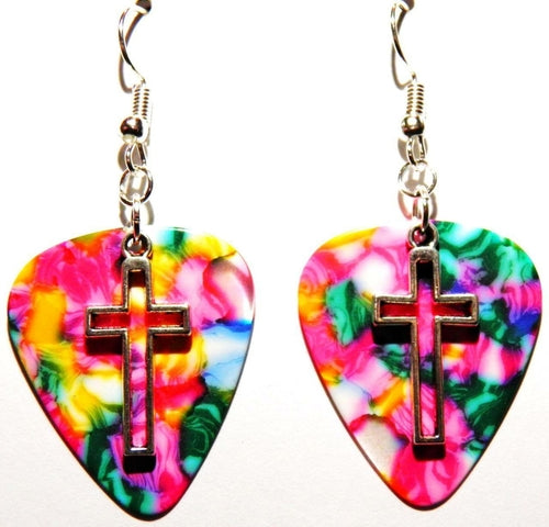 FaithStrings™ Cross Drop Earrings – Handmade Guitar-Inspired Dangles