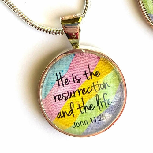Resurrection & Life Pendant Necklace | John 11:25 | Easter Jewelry