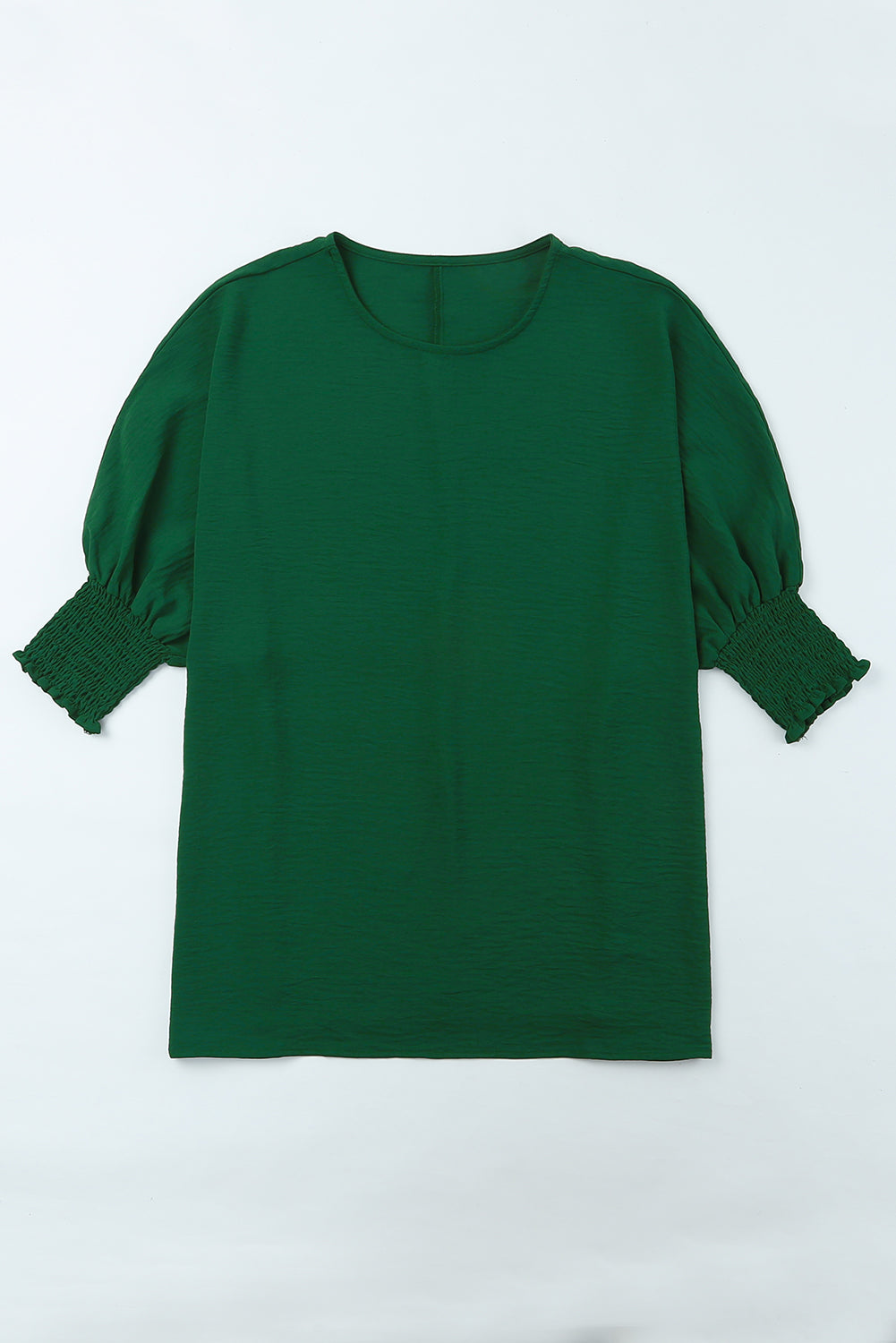 Modest Green Smocked Wrist Shift Top