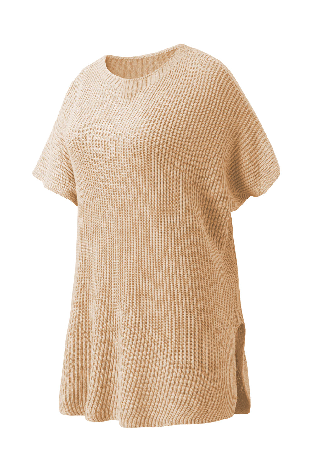 Modern Apricot Side-Slit Tunic Sweater