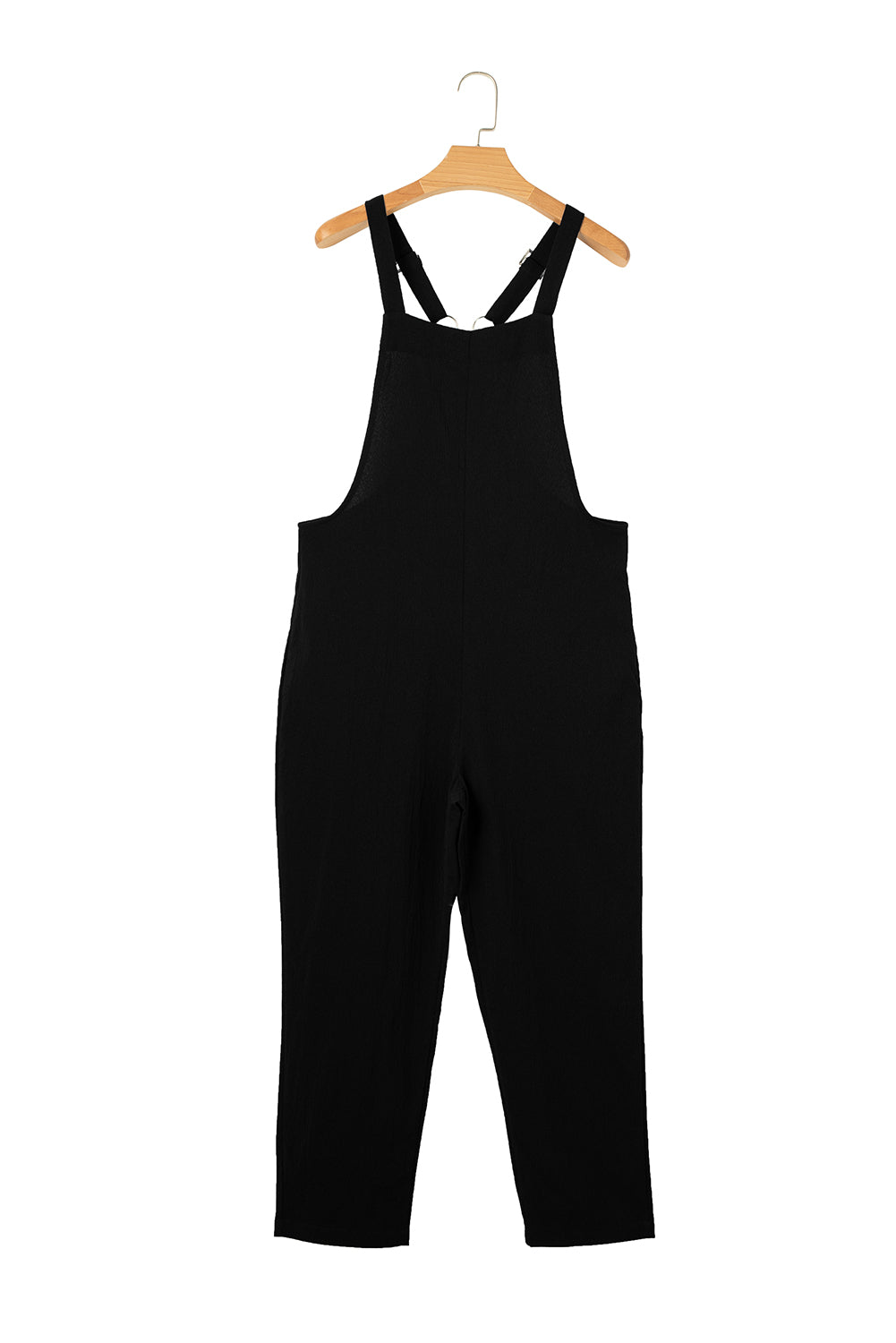Modern Black Adjustable Buckle Straps Cropped Jumpsuit