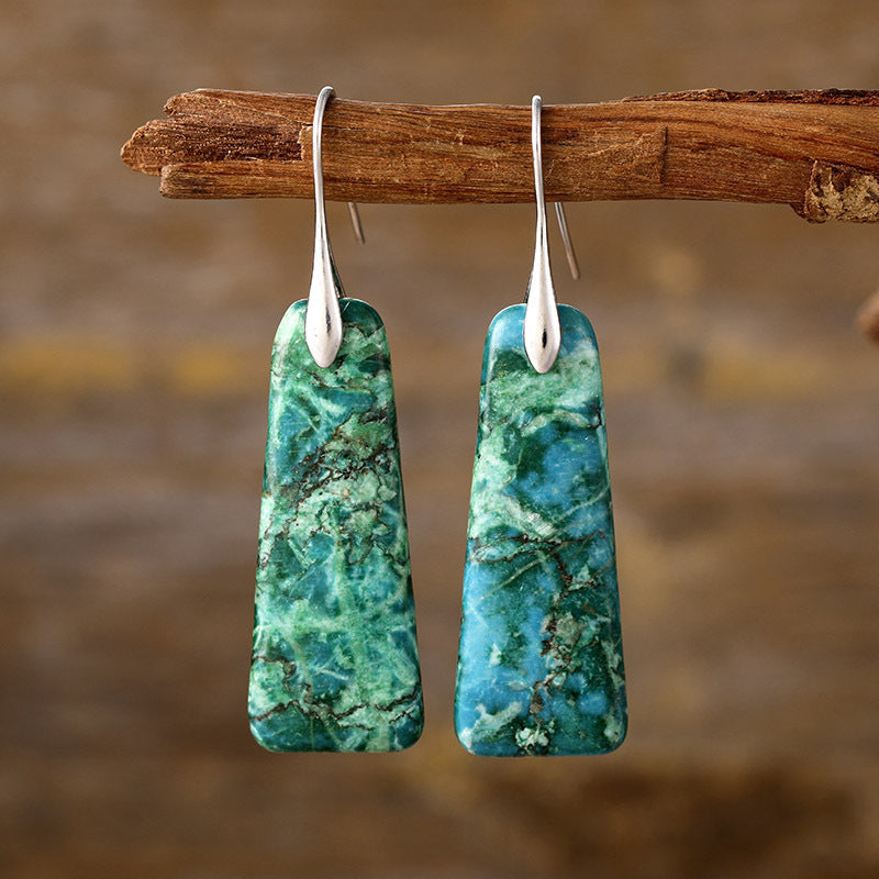 Golden Grace Natural Stone Drop Earrings