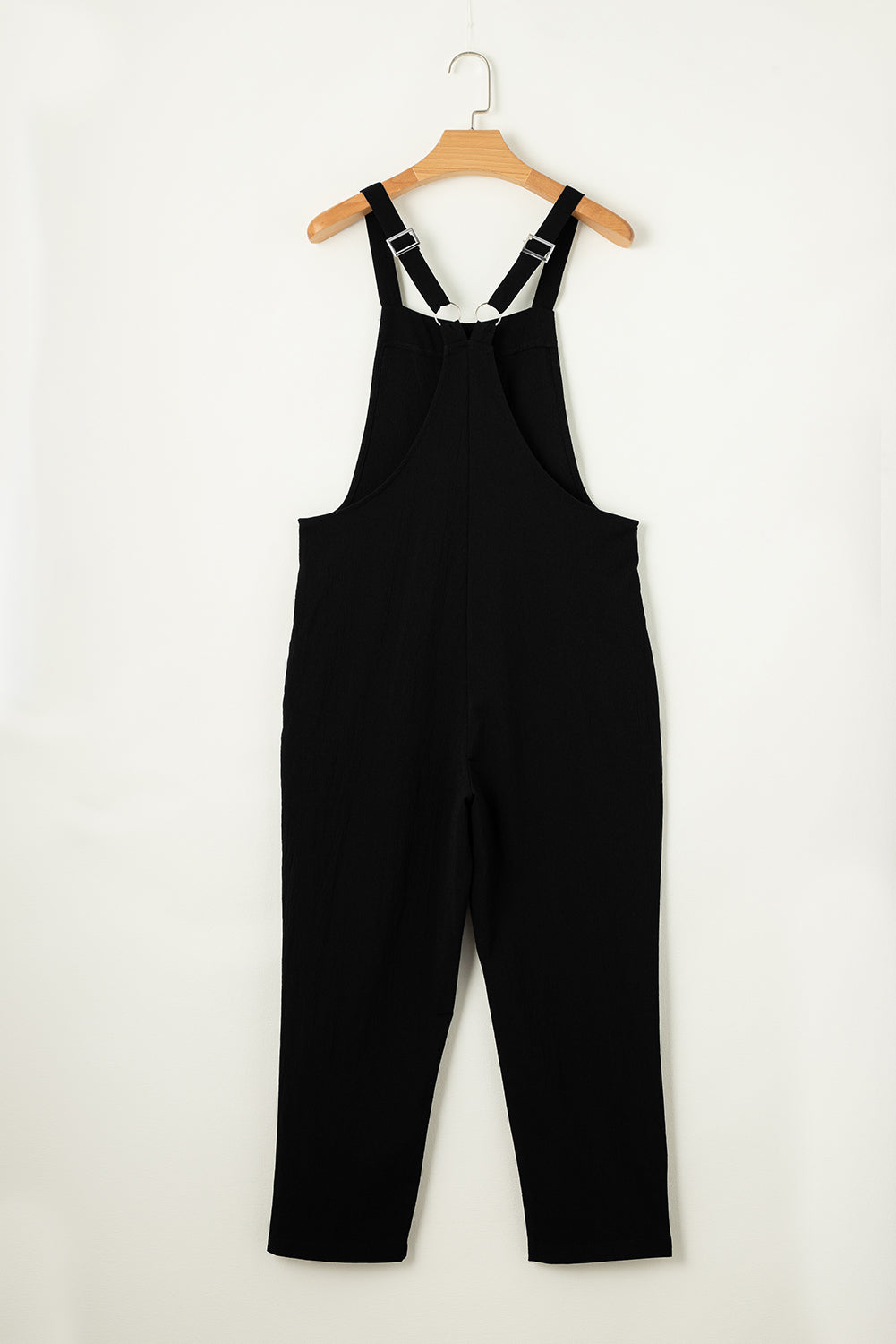 Modern Black Adjustable Buckle Straps Cropped Jumpsuit