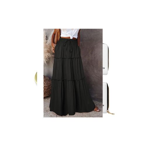 Midi long black skirt by Tela Designs Store