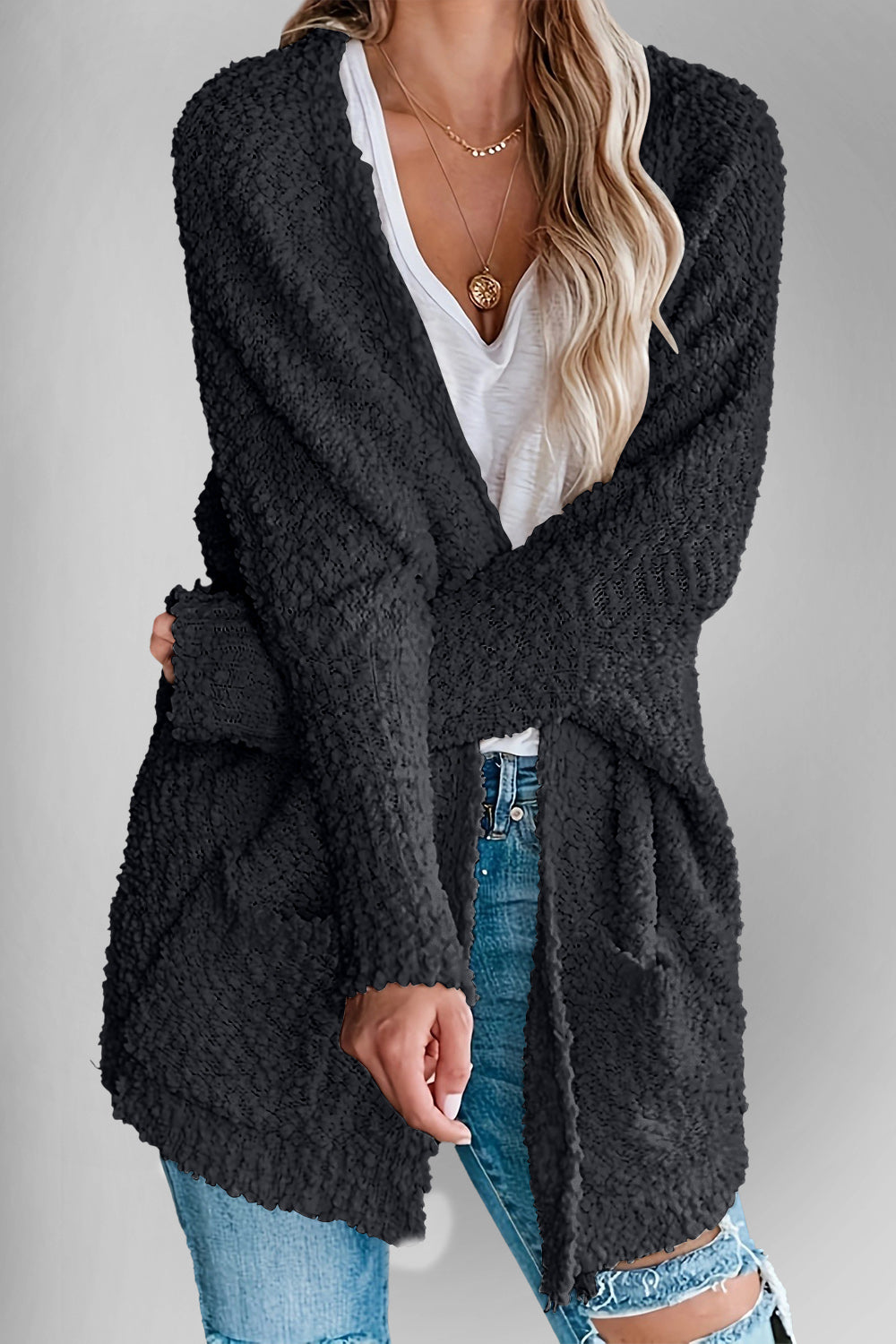 Unapologetic Essential Pocketed Open-Front Cardigan