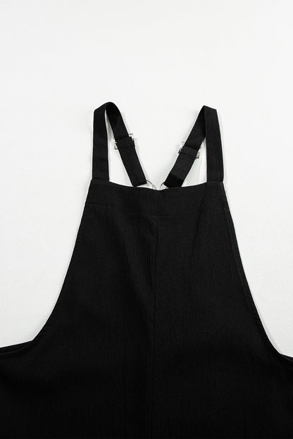 Modern Black Adjustable Buckle Straps Cropped Jumpsuit