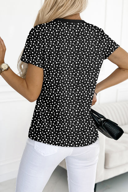 Modern Black Cheetah Print O-neck Short Sleeve T Shirt