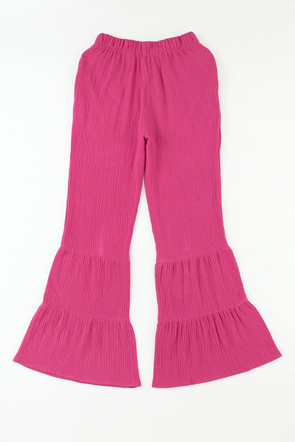 Modern  High Waist Ruffled Rose Bell Bottom Pants
