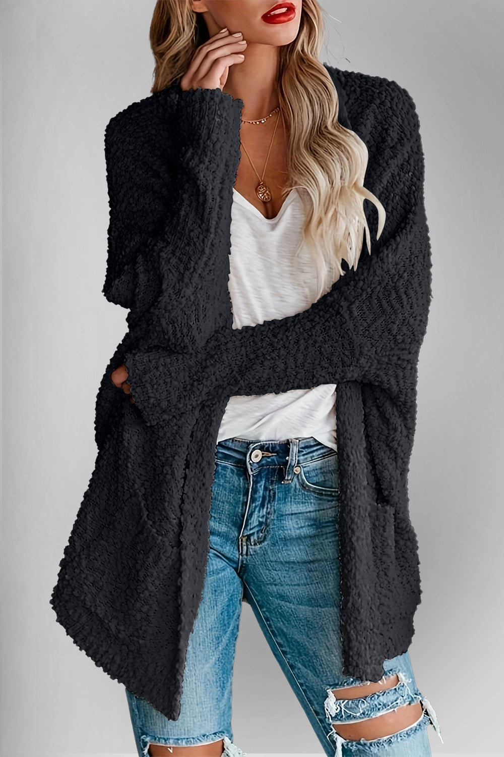 Unapologetic Essential Pocketed Open-Front Cardigan