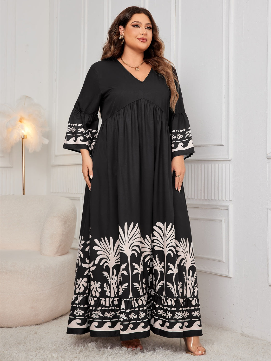 Unapologetic Elegance Honey Printed Maxi Dress - Plus Size Perfection