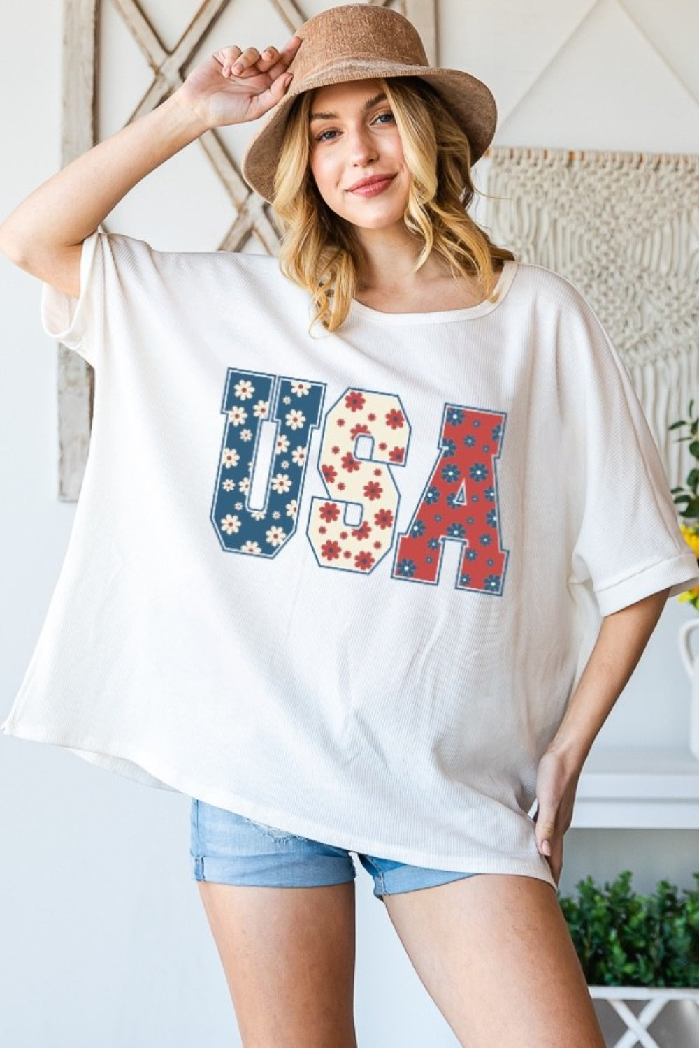 Patriotic Round Neck Tee Shirt