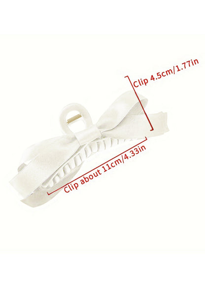 Modern White Bow Decor Large Hair Claw Clip