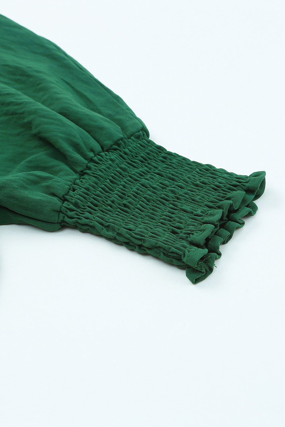 Modest Green Smocked Wrist Shift Top