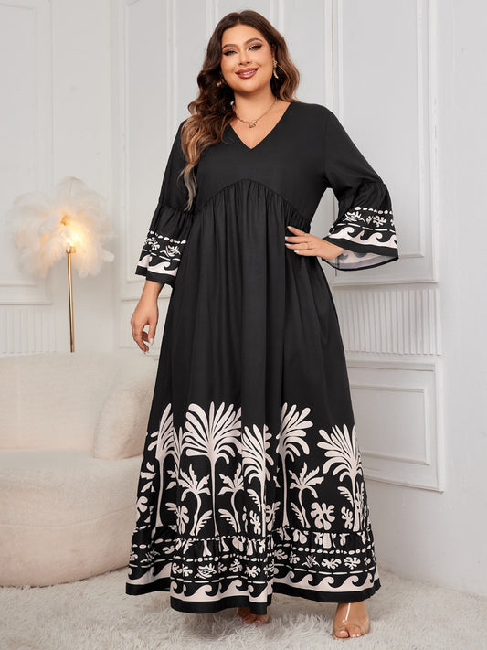 Unapologetic Elegance Honey Printed Maxi Dress - Plus Size Perfection