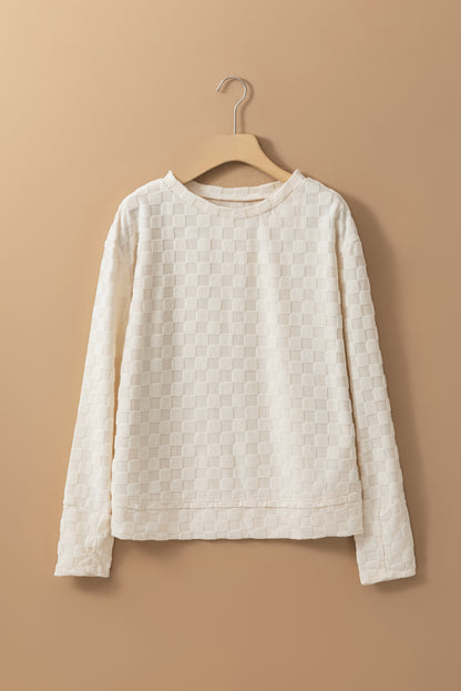 Modern Beige Textured Thumbhole Sleeve Top