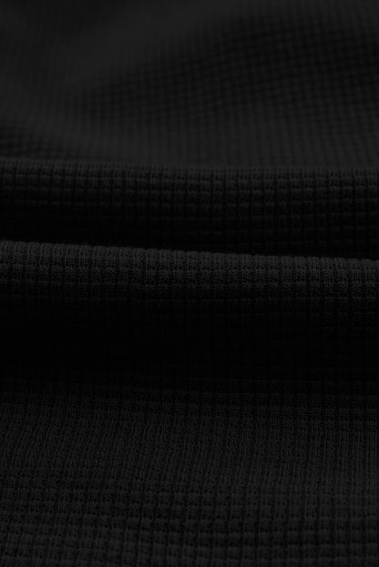 Black Waffle Texture Cargo Pocket Jogger Pants
