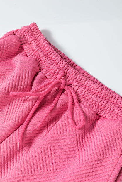Modern Strawberry Pink Ultra Loose Textured 2-Piece Slouchy Outfit