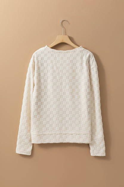 Modern Beige Textured Thumbhole Sleeve Top