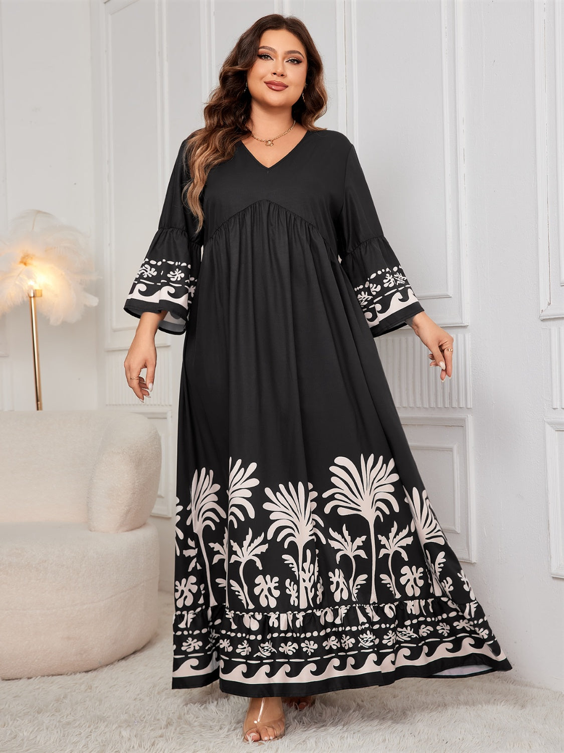 Unapologetic Elegance Honey Printed Maxi Dress - Plus Size Perfection