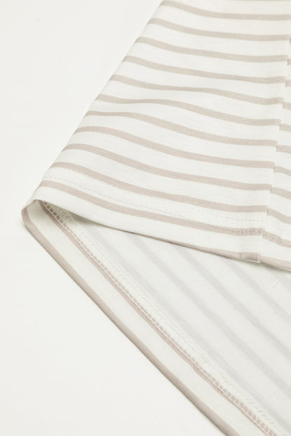 Unapologetic Apricot Striped Lace Splicing Ruffle Sleeve T-shirt