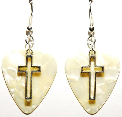 FaithStrings™ Cross Drop Earrings – Handmade Guitar-Inspired Dangles