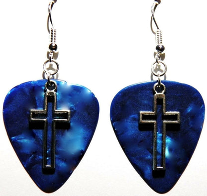 FaithStrings™ Cross Drop Earrings – Handmade Guitar-Inspired Dangles