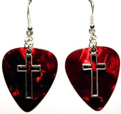 FaithStrings™ Cross Drop Earrings – Handmade Guitar-Inspired Dangles