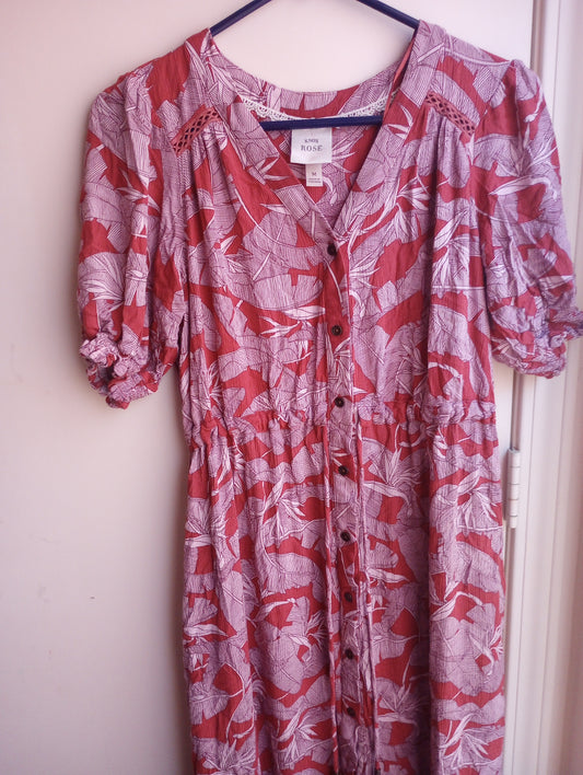 Pre-owned Knox Rose Midi dress red and pink floral