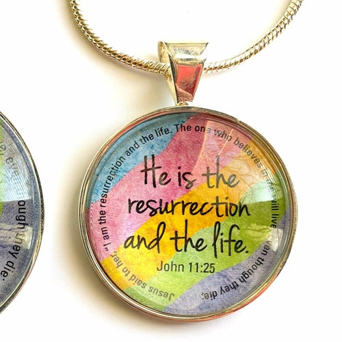 Resurrection & Life Pendant Necklace | John 11:25 | Easter Jewelry