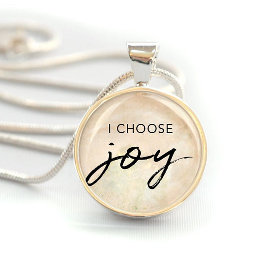 "I Choose Joy" Christian Pendant Necklaces – Silver-Plated, 16mm, 20mm