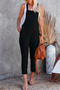 Modern Black Adjustable Buckle Straps Cropped Jumpsuit
