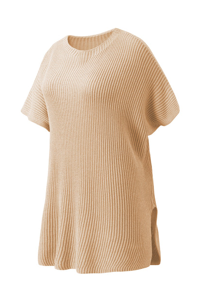 Modern Apricot Side-Slit Tunic Sweater