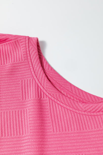 Modern Strawberry Pink Ultra Loose Textured 2-Piece Slouchy Outfit