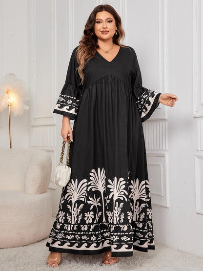 Unapologetic Elegance Honey Printed Maxi Dress - Plus Size Perfection