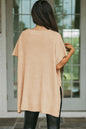 Modern Apricot Side-Slit Tunic Sweater