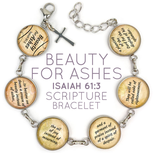 Beauty for Ashes Charm Bracelet | Isaiah 61:3 | Inspirational Jewelry
