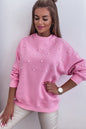 Unapologetic Pearl-Embellished Ribbed Crew Neck Sweater