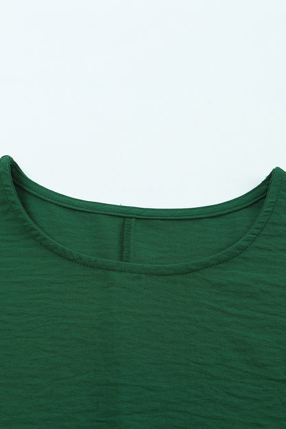 Modest Green Smocked Wrist Shift Top