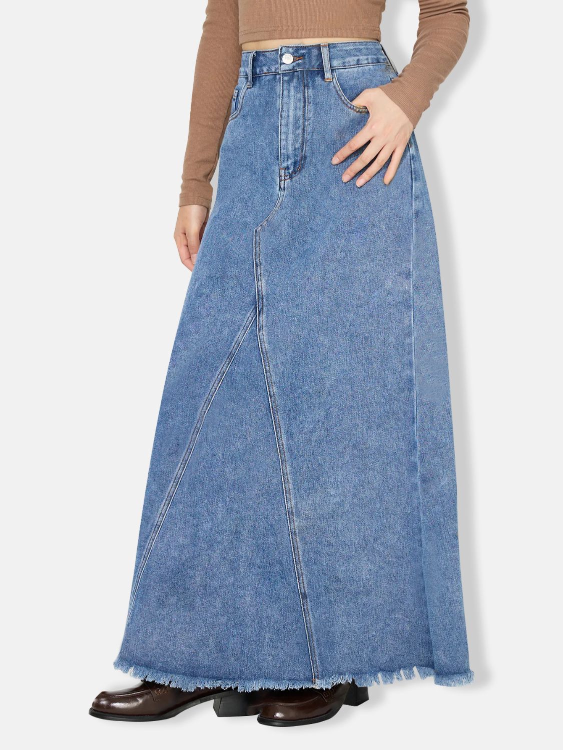 Faithful Edge Maxi Denim Skirt
