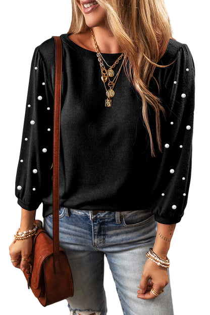 Black Pearl Decor 3/4 Sleeve Crew Neck Shirt