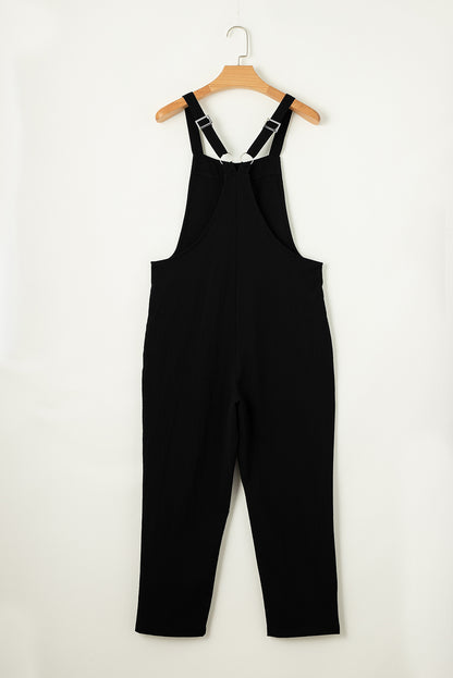 Modern Black Adjustable Buckle Straps Cropped Jumpsuit